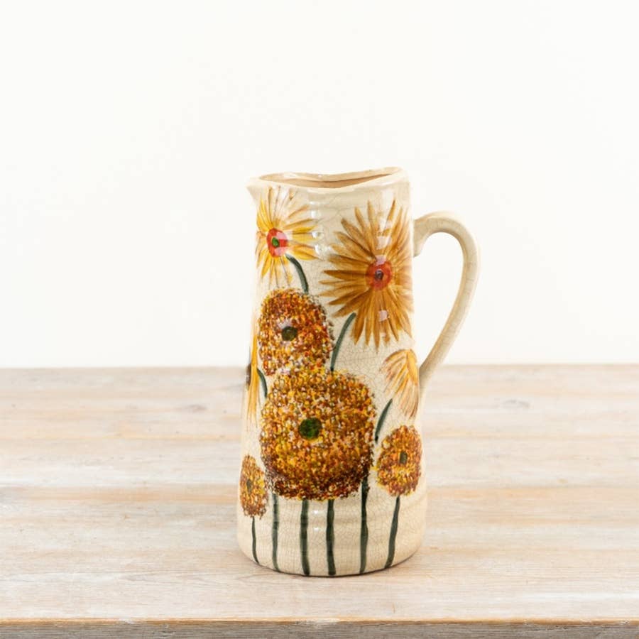 Portland Living tall Sunflower Jug Vase with yellow and orange floral decoration