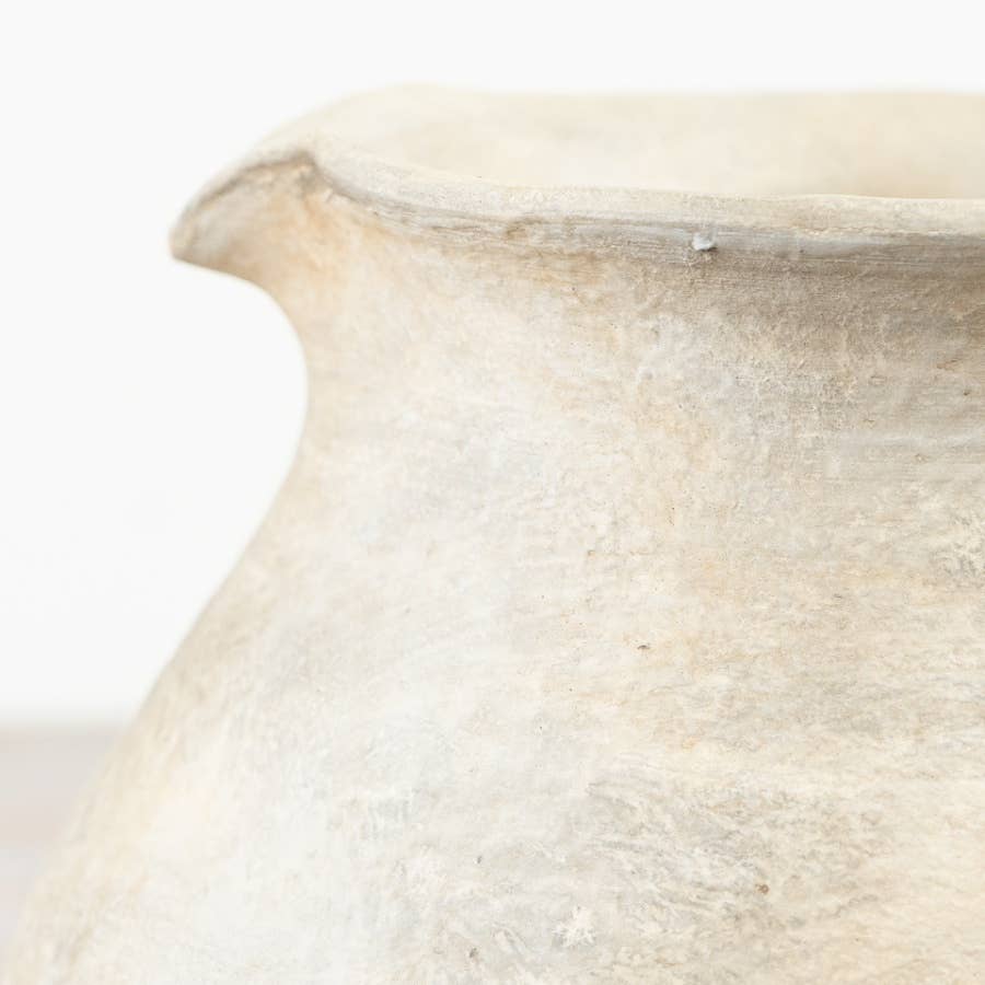 Close-up of the Cici jug vase showing its pale textured finish and spout