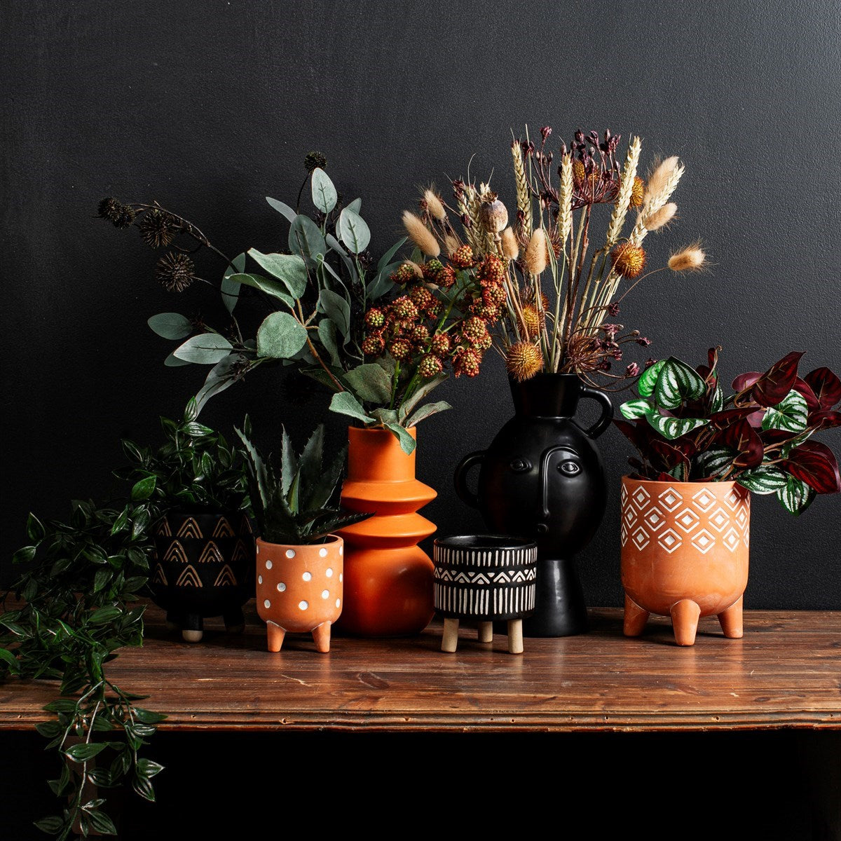 Sass And Belle Terracotta Angled Totem Vase Boho Home Decor Accent
