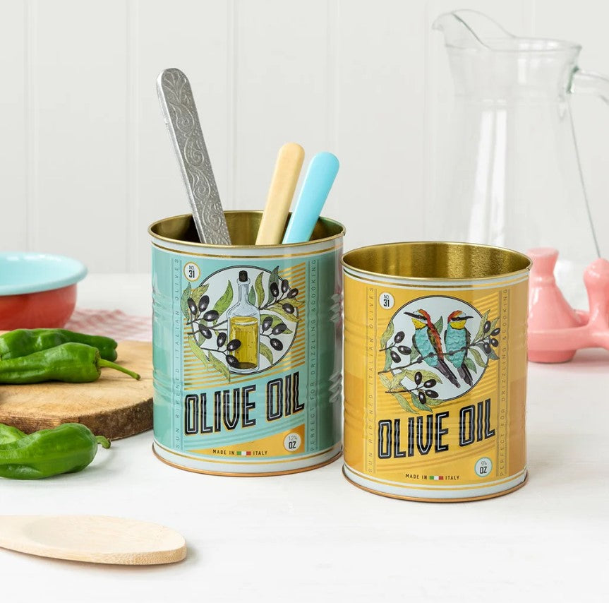 Rex Storage Tins Set of 2 Olive Oil Retro Style Metal Canisters