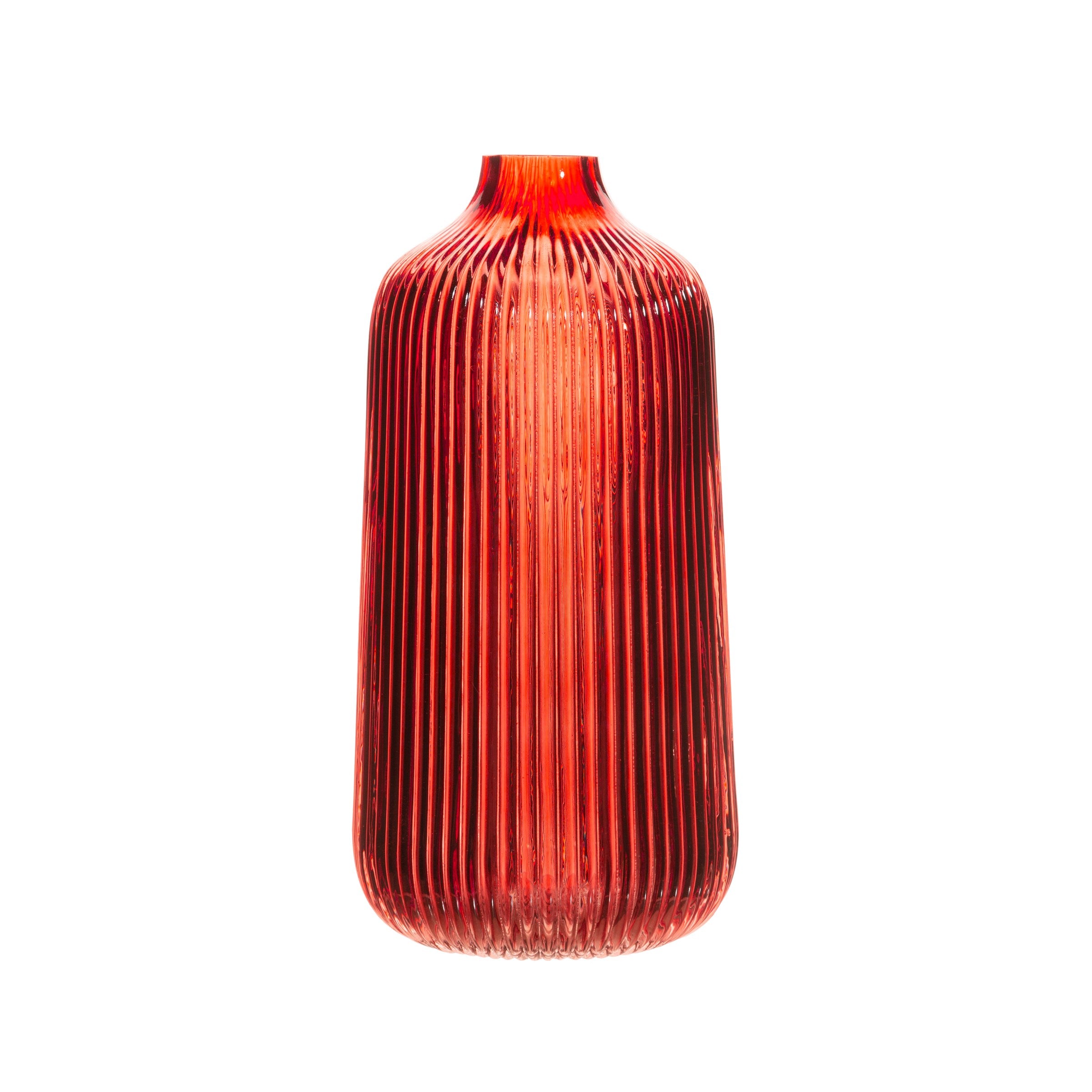 Sass And Belle Tall Fluted Glass Vase Amber