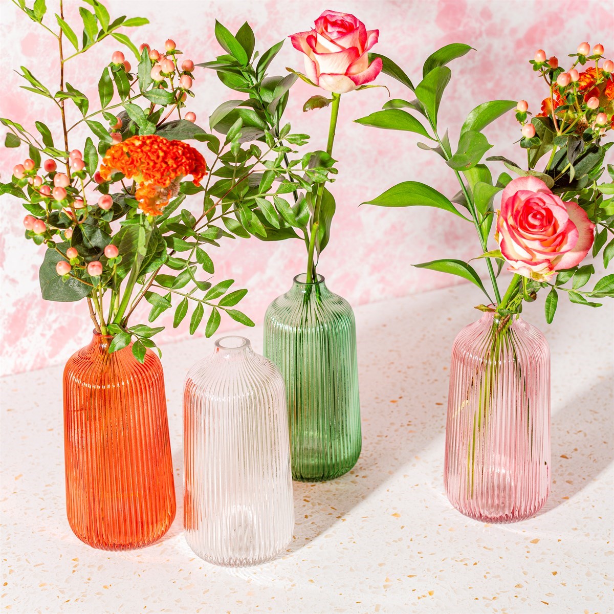 Sass And Belle Tall Fluted Glass Vase Amber
