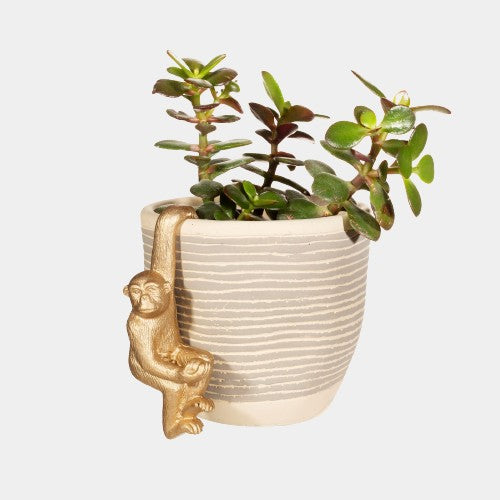 Golden Monkey Plant Hanger Polyresin Gold Hanging Planter