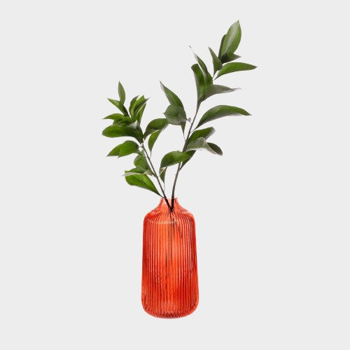 Sass And Belle Tall Fluted Glass Vase Amber