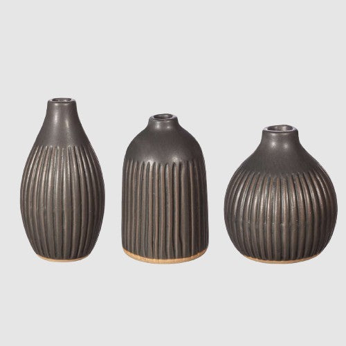 Sass & Belle Grooved Bud Vases Black