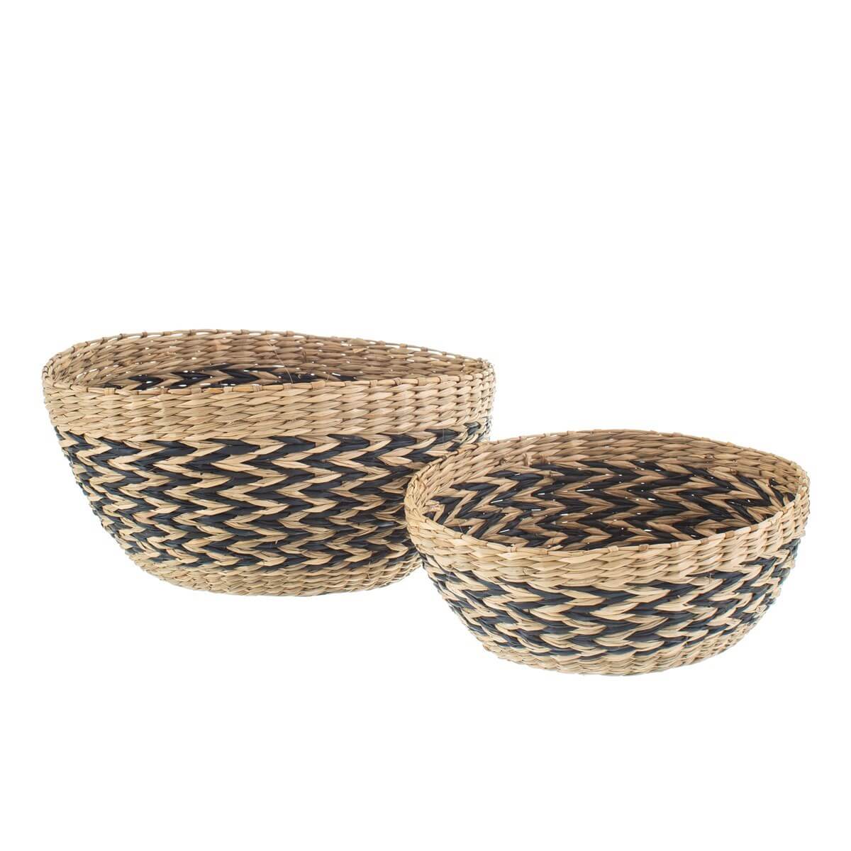 Sass And Belle Black Chevron Seagrass Decorative Bowls