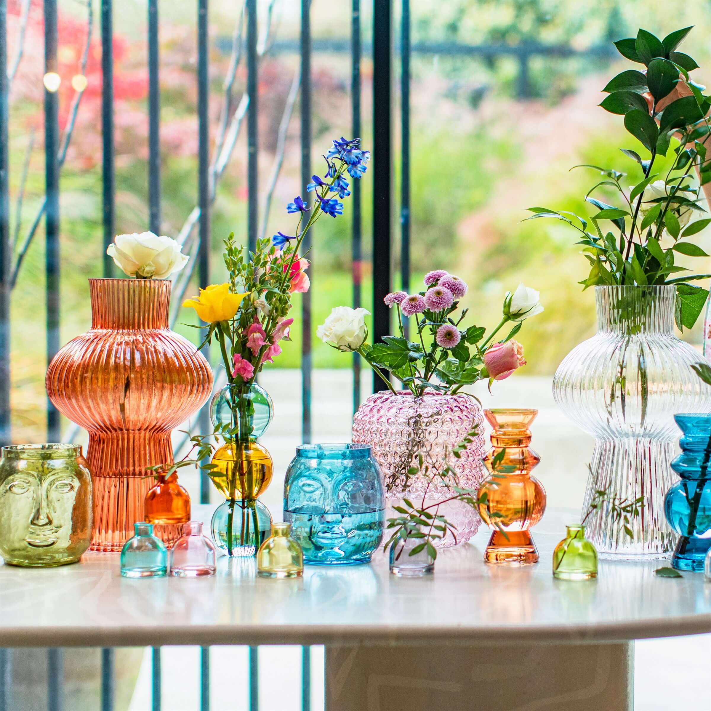 Sass & Belle Large Shapely Fluted Glass Vase
