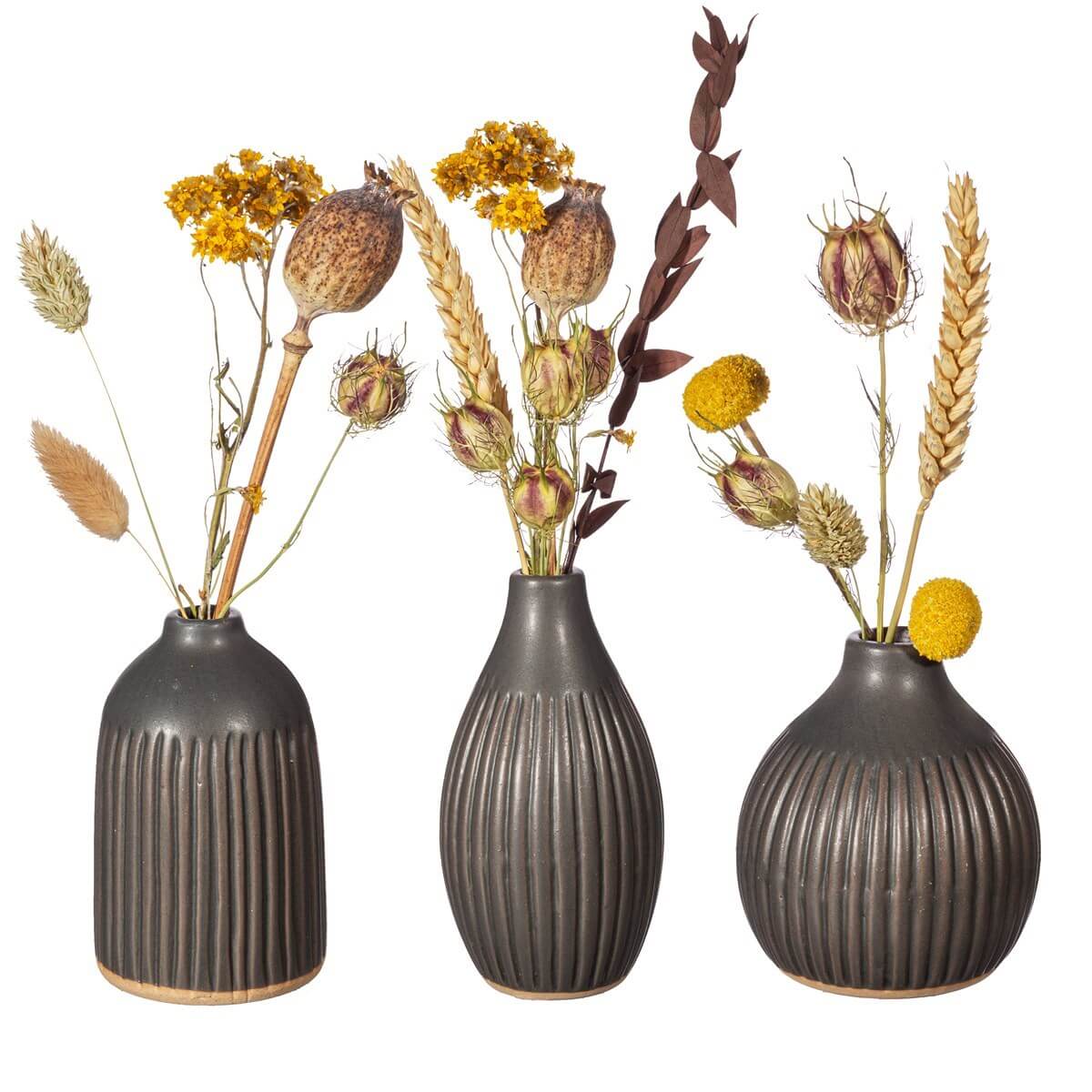 Sass & Belle Grooved Bud Vases Black
