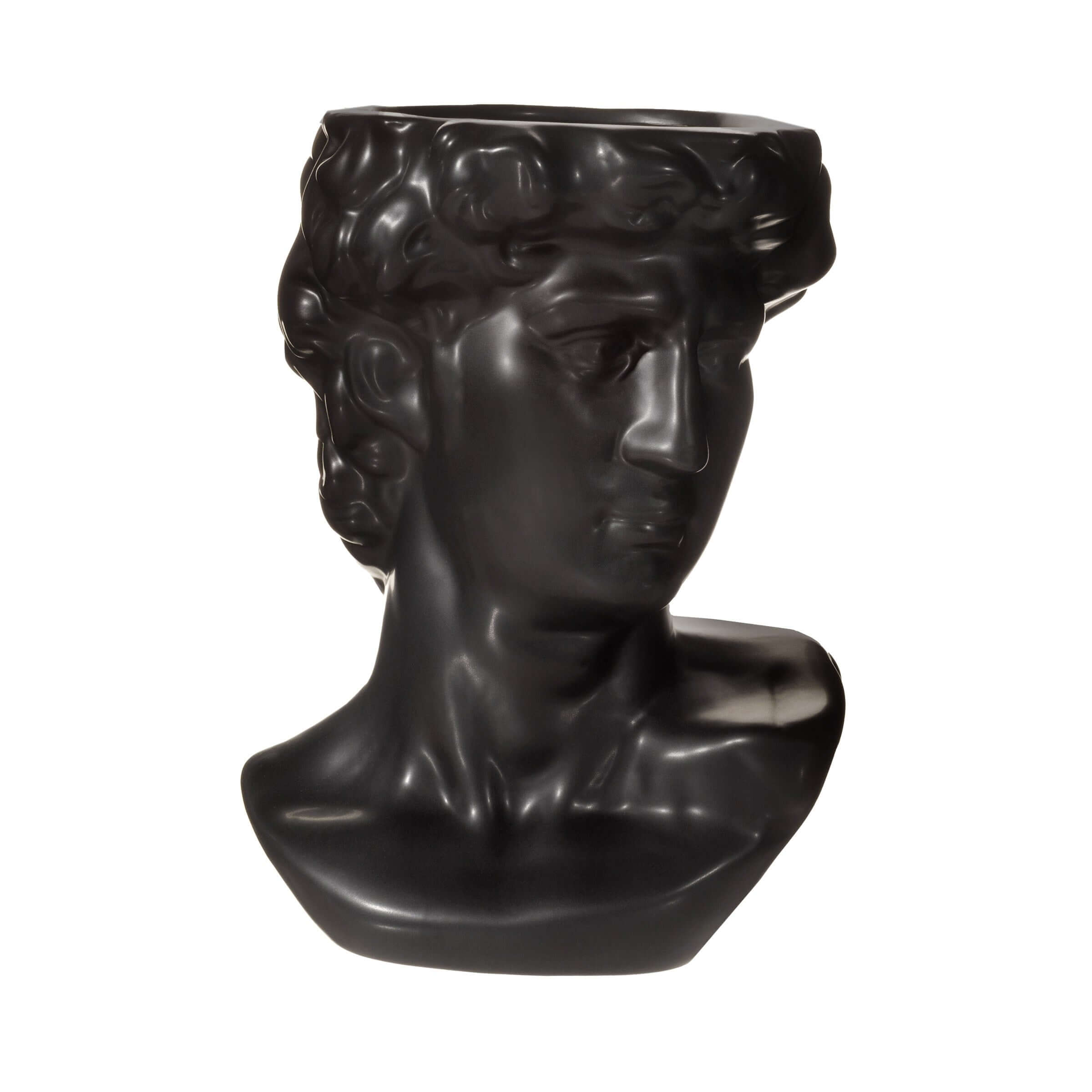 Sass and Belle Large Greek Head Vase Planter Black Stoneware