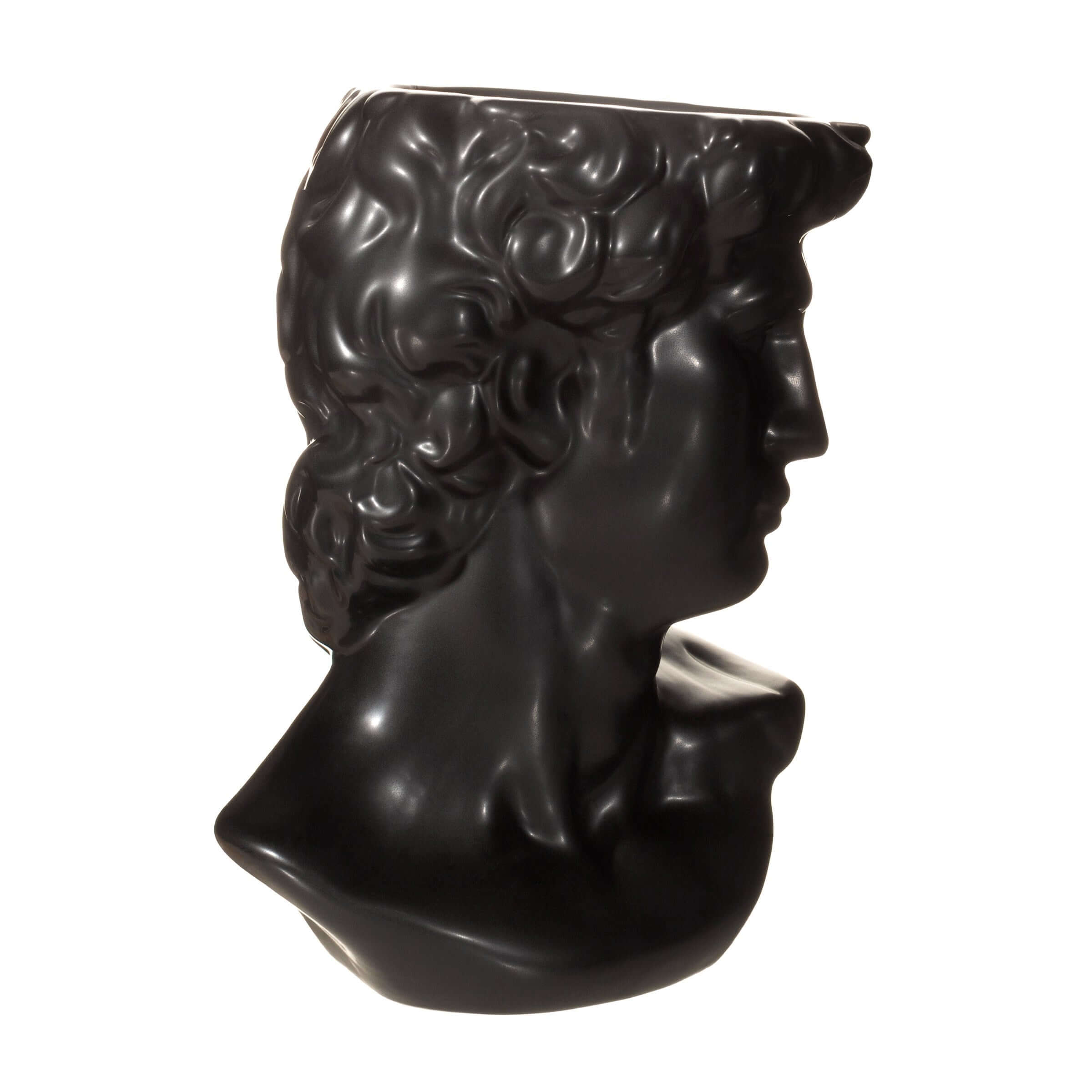 Sass and Belle Large Greek Head Vase Planter Black Stoneware