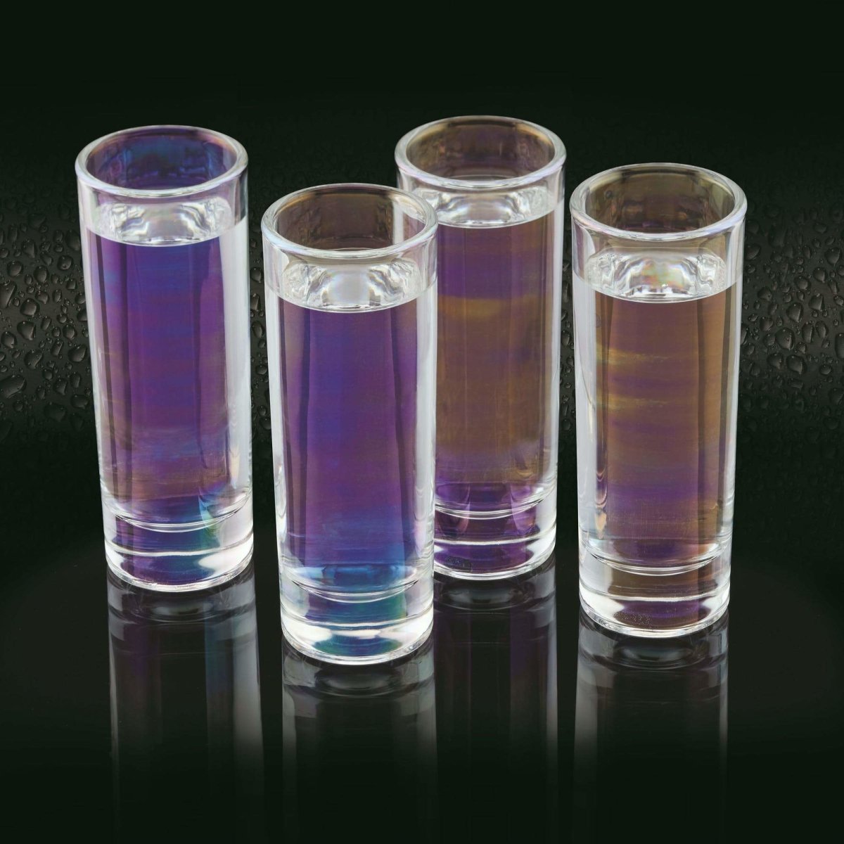 Barcraft - BarCraft Set of Four Iridescent Tall Shot Glasses - Barware - mzube - BCSGLUST4PC