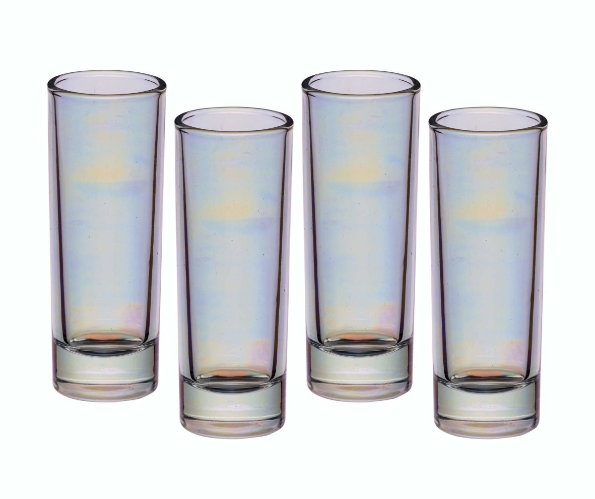 Barcraft - BarCraft Set of Four Iridescent Tall Shot Glasses - Barware - mzube - BCSGLUST4PC