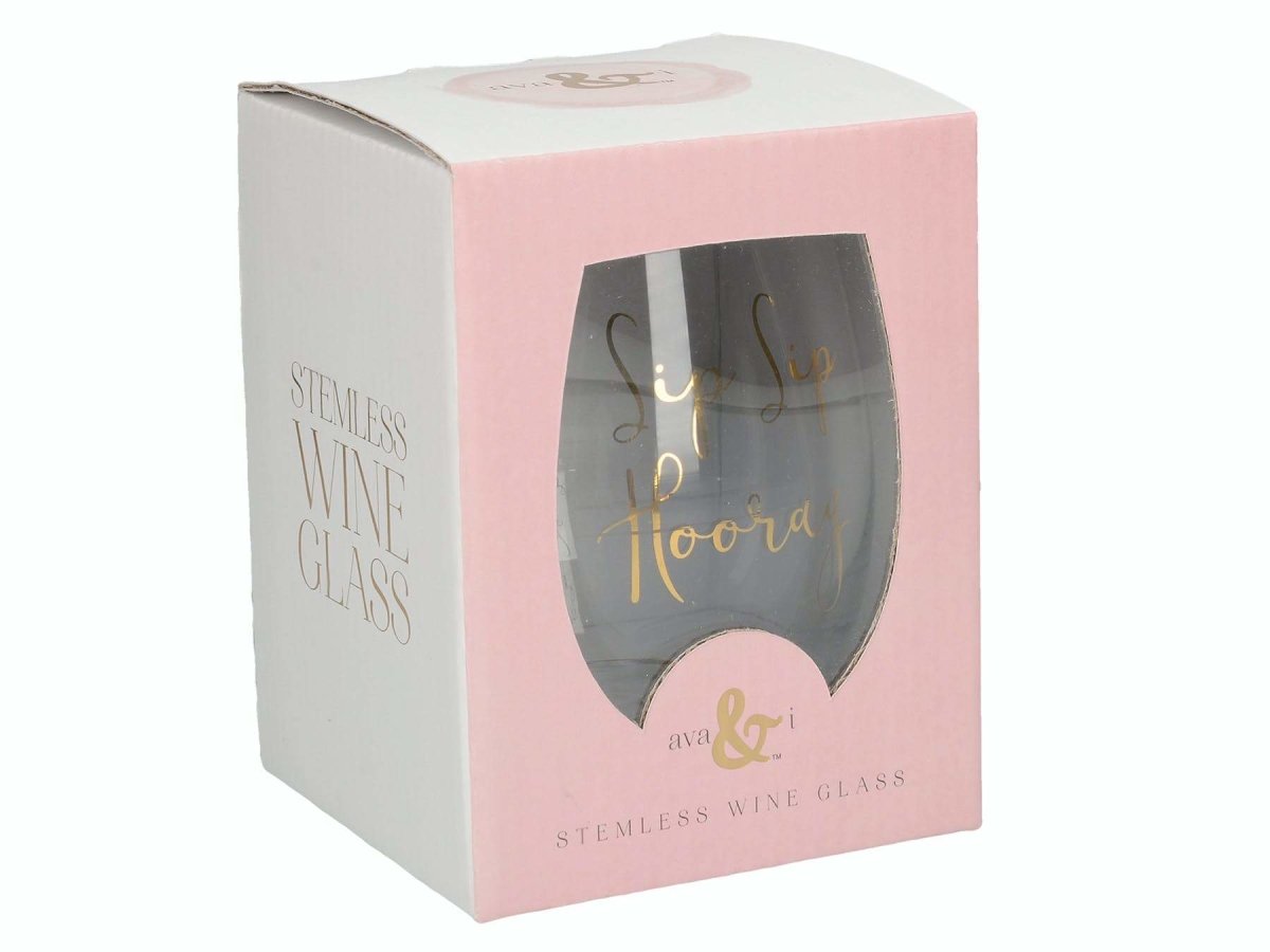 Creative Tops - Creative Tops Ava & I Stemless Wine Glass - Sip Sip Horray - Barware - mzube - 5213695