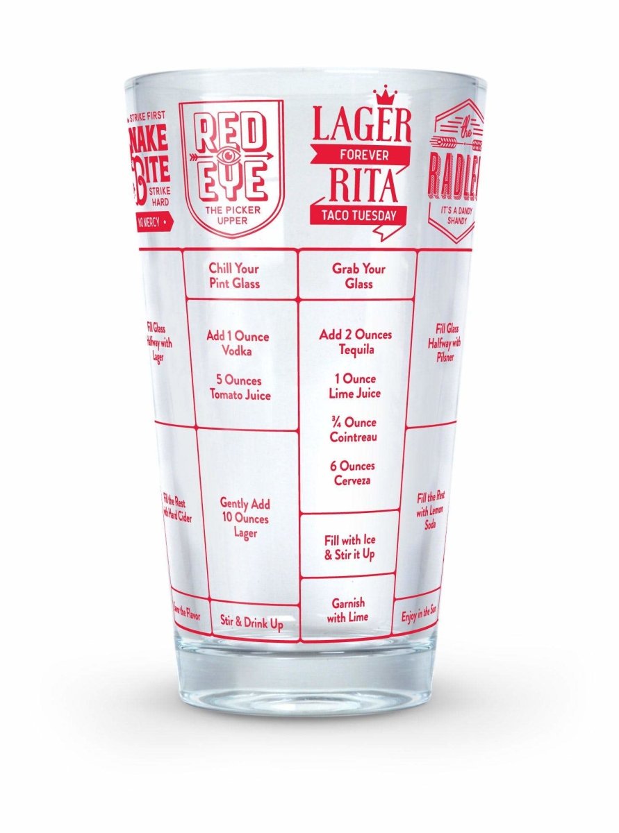 Fred - Fred Good Measure Beer Recipe Glass - Barware - mzube - FRED-GM-BEER
