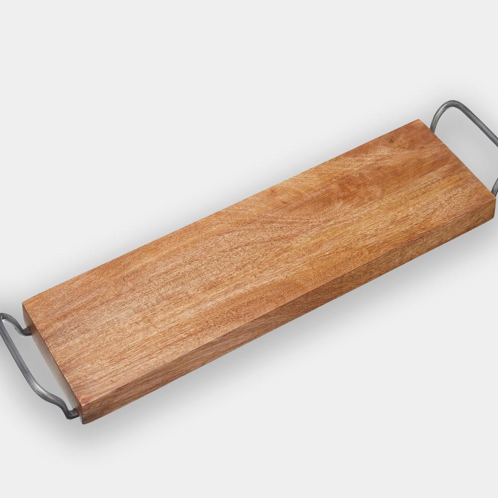 Kitchencraft - Industrial Kitchen Mango Wood Antipasti Tray with Metal Handles - Serveware - mzube - INDSBOARDLNG