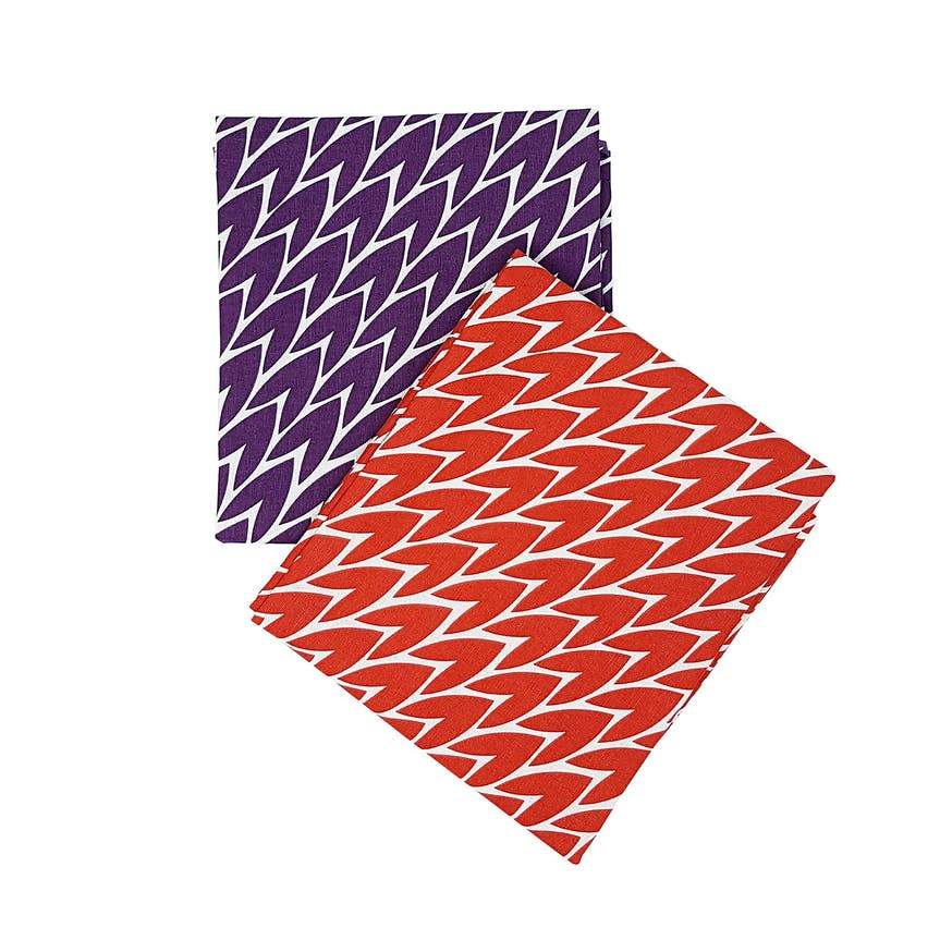 Laura Jackson - Laura Jackson Leaf Tea Towel / Plum & Red 2 Pack - Kitchen Homeware - mzube - LTPR23