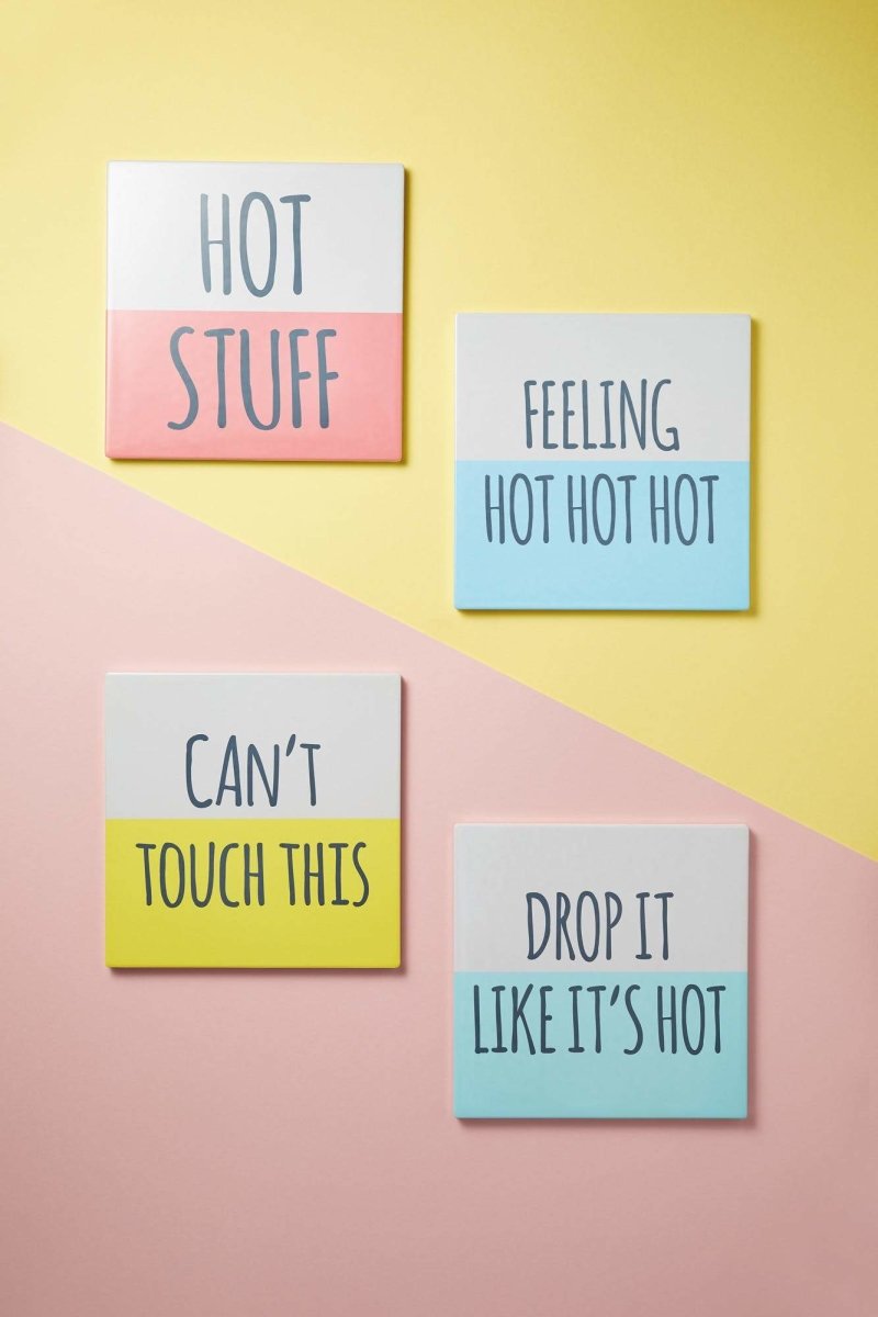 Square Trivet with Humorous “Feeling Hot Hot Hot" - mzube Kitchen & Dining