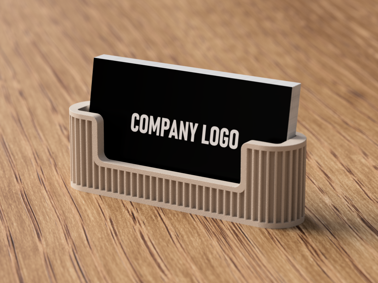 Japandi Ribbed Business Card Holder Latte  Desk Accessory