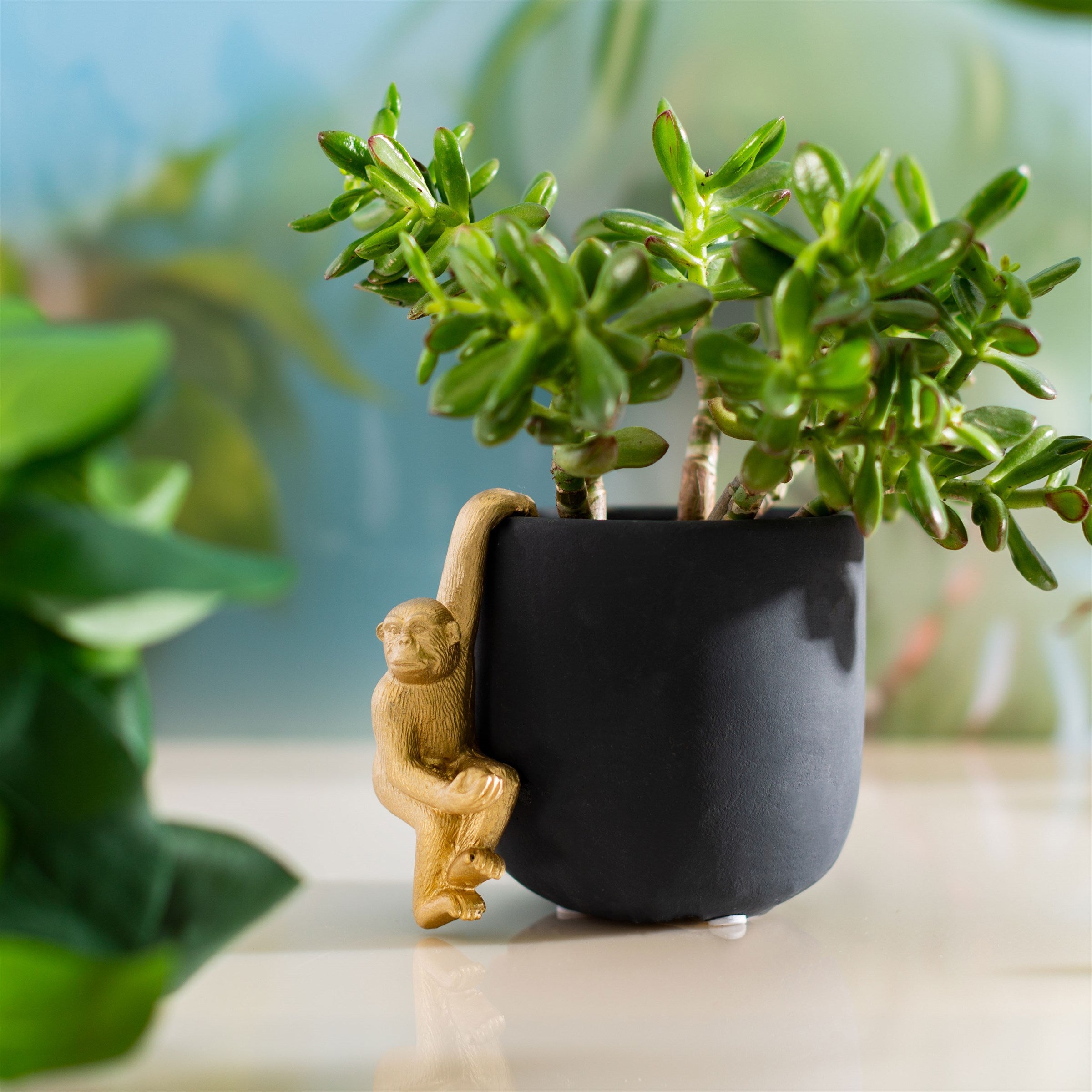 Golden Monkey Plant Hanger Polyresin Gold Hanging Planter