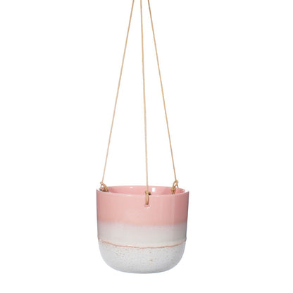 Mojave Glaze Pink Hanging Planter