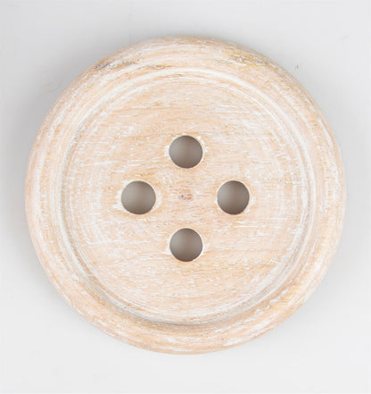 Wooden Brown Button Coaster - Set Of 6