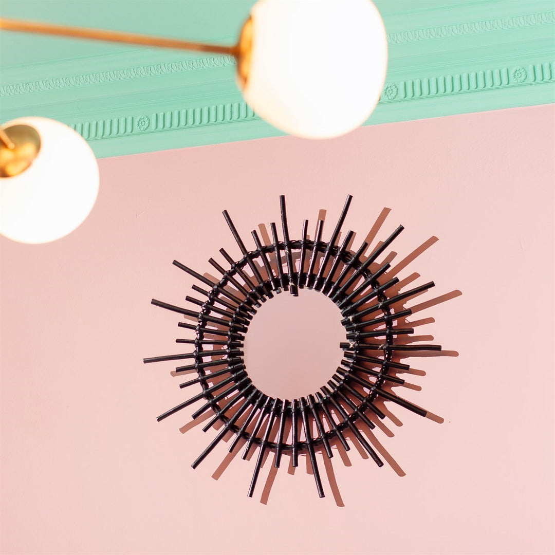 Sass And Belle Black Rattan Starburst Mirror