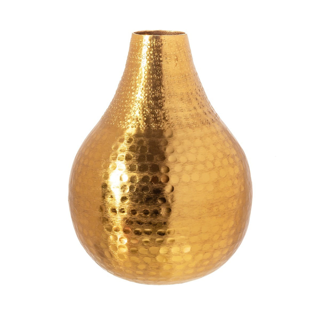 Sass And Belle Hammered Gold Metal Pear Shaped Vase