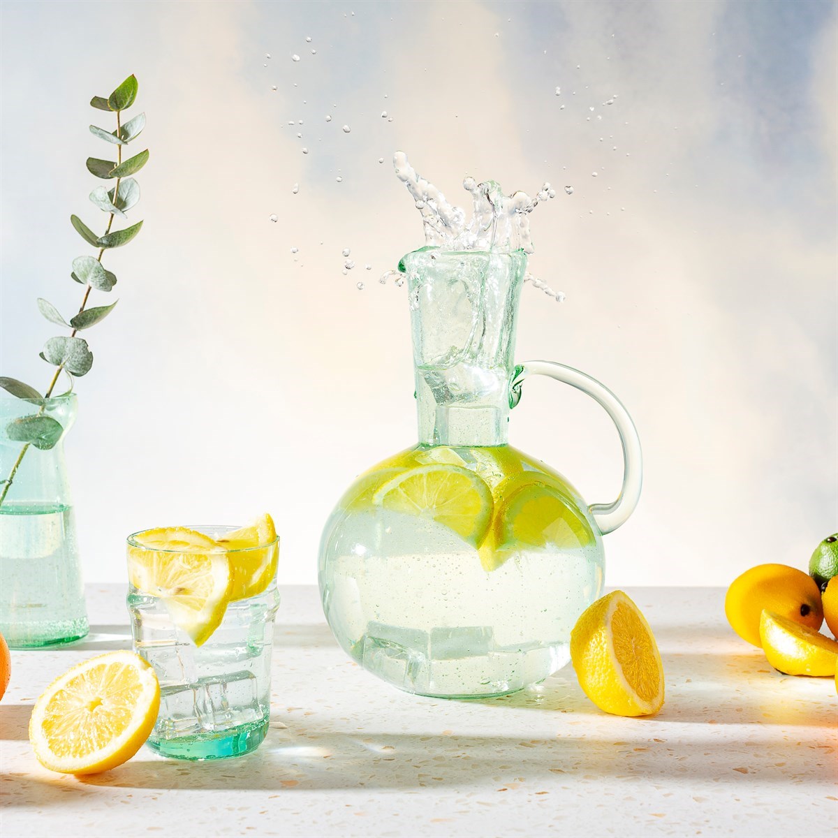 Sass And Belle Tall Recycled Glass Jug For Serving Drinks And Decor