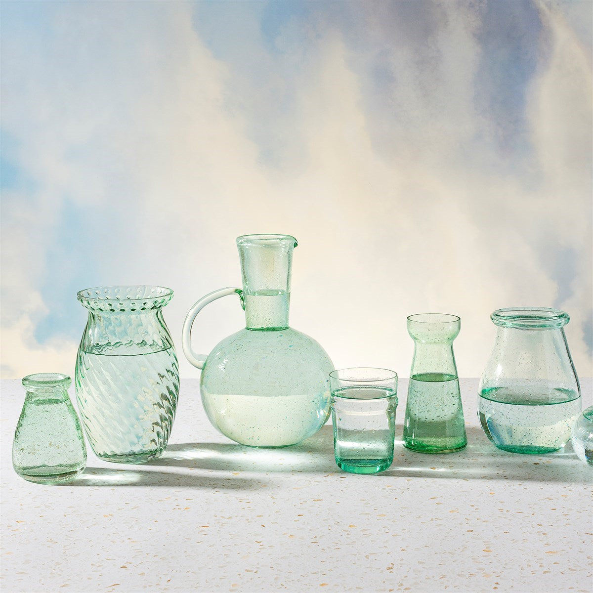 Sass And Belle Tall Recycled Glass Jug For Serving Drinks And Decor