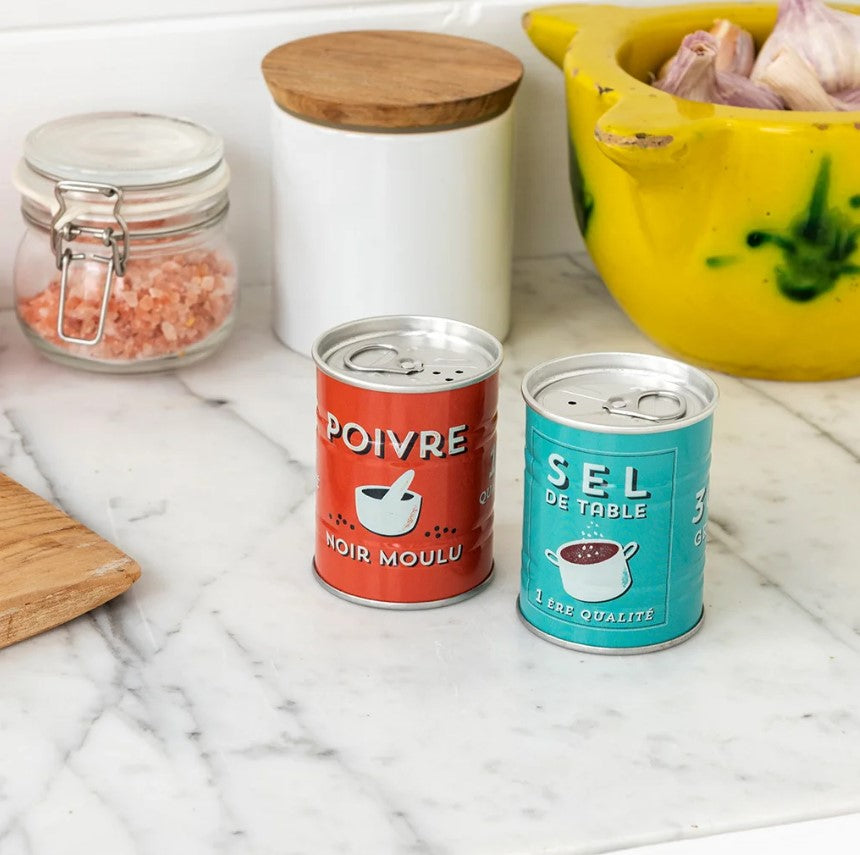 Rex Tin salt and pepper shakers - Sel and poivre