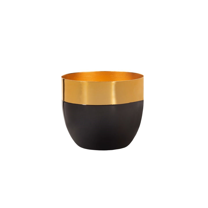 Sass & Belle Blue Polished Gold & Black Metal Planter Small
