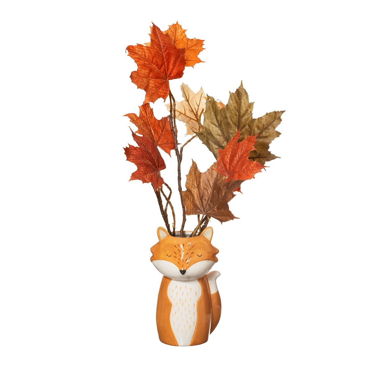 Finley Fox Vase With Autumnal Woodland Colour Palette And Sleepy Expression