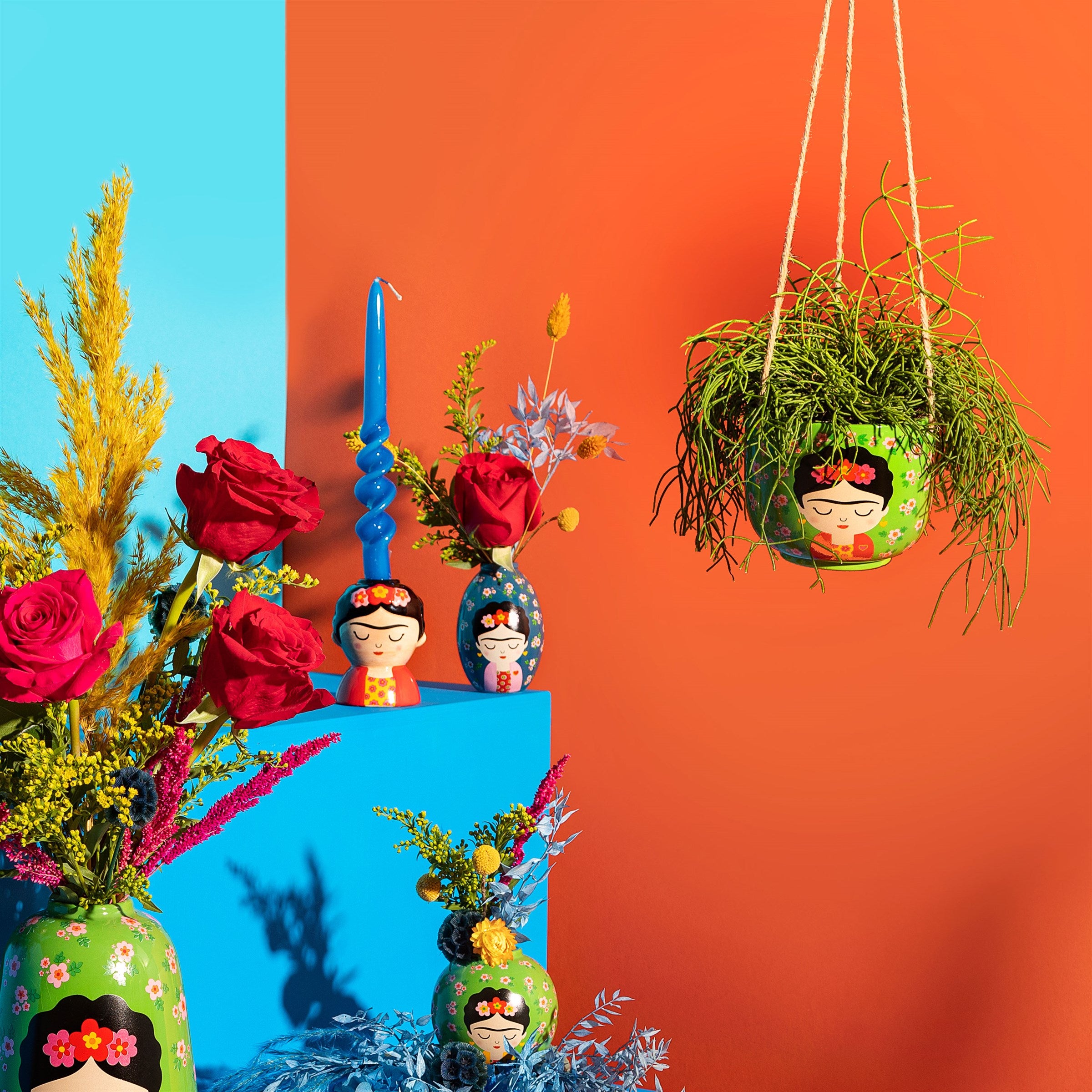 Floral Frida Ceramic Hanging Planter For Indoor Gardens