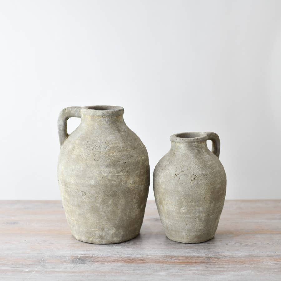 Medium Sabrina Jug Vase displayed beside a smaller coordinating vase