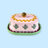 Eleanor Bowmer Electric Coast pink cactus butter dish with lid and green base