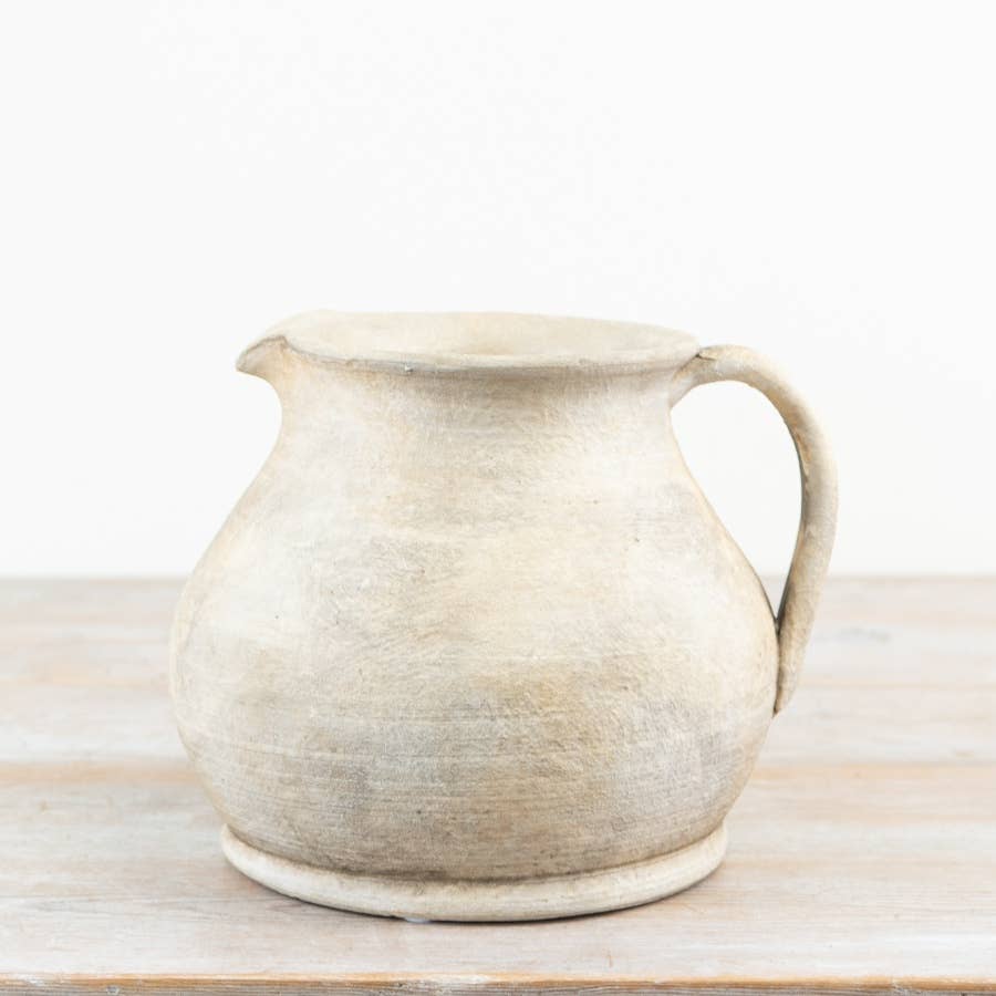 Portland Living Cici terracotta jug vase with pale rustic finish and curved handle