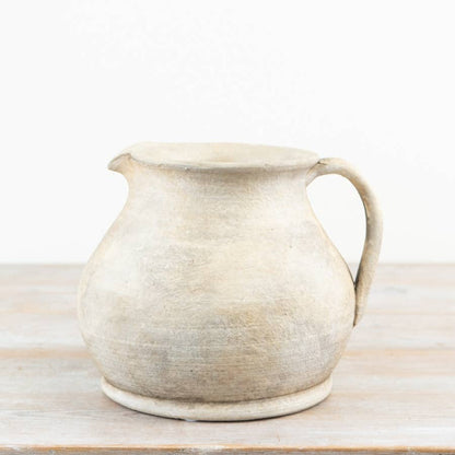 Portland Living Cici terracotta jug vase with pale rustic finish and curved handle