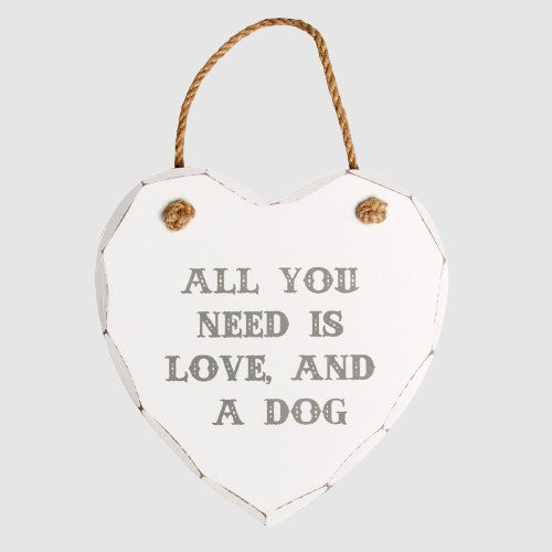 Sass And Belle All You Need Is Love And A Dog Heart Plaque