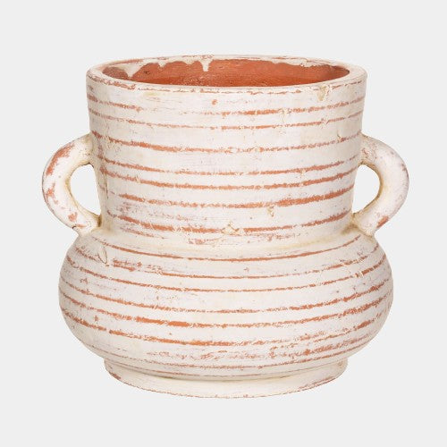 Sass And Belle Daphne Wide Amphora Vase Terracotta With Whitewash Finish