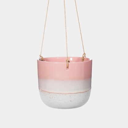 Mojave Glaze Pink Hanging Planter