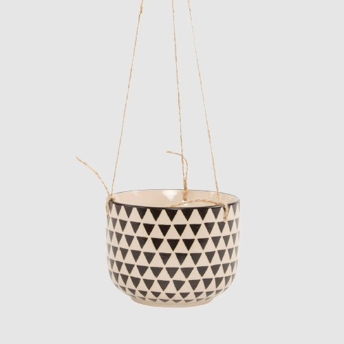 Sass &amp; Belle Black Geo Isla Hanging Planter
