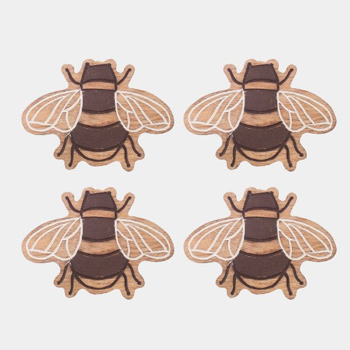 Wooden Bee Coasters - Set Of 4