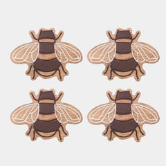 Handcrafted Mango Wood Bee Coasters Set Of 4 Nature Inspired