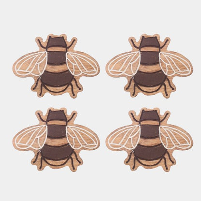 Wooden Bee Coasters - Set Of 4