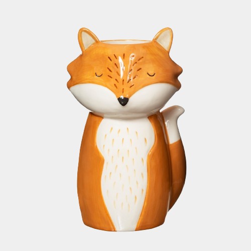 Finley Fox Vase With Autumnal Woodland Colour Palette And Sleepy Expression