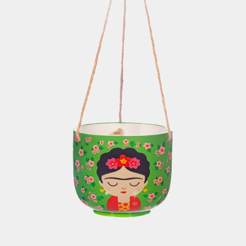 Floral Frida Ceramic Hanging Planter For Indoor Gardens