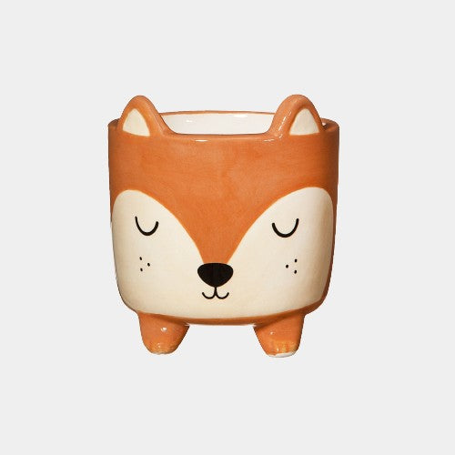 Mini Fox Planter On Legs Ceramic Plant Pot For Cacti