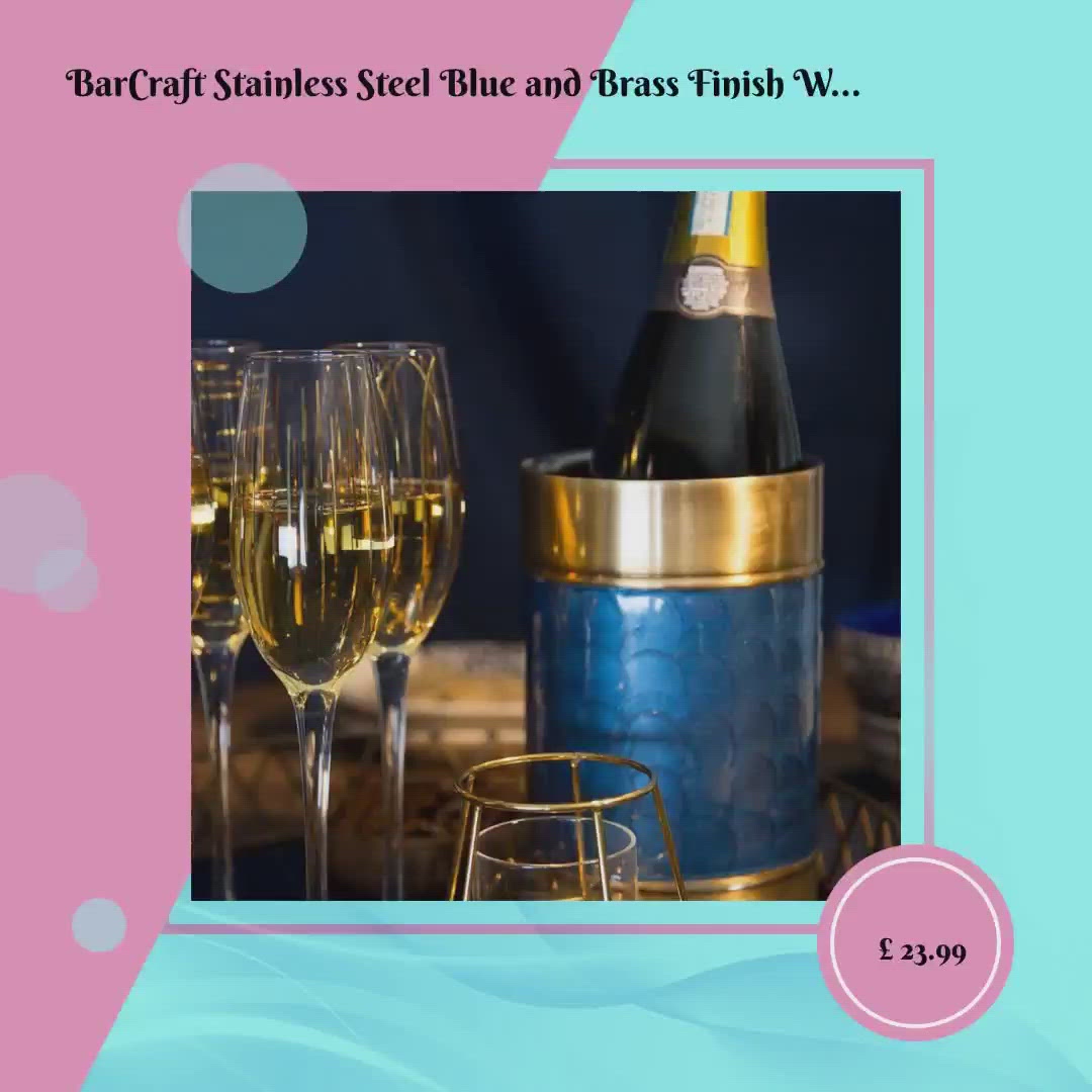 BarCraft Stainless Steel Blue and Brass Finish Wine Cooler by@Vidoo