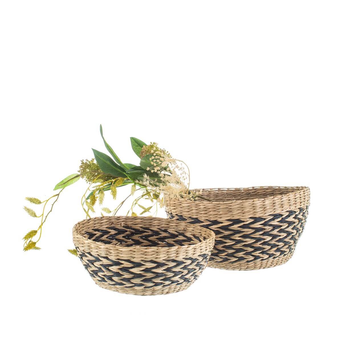 Sass And Belle Black Chevron Seagrass Decorative Bowls