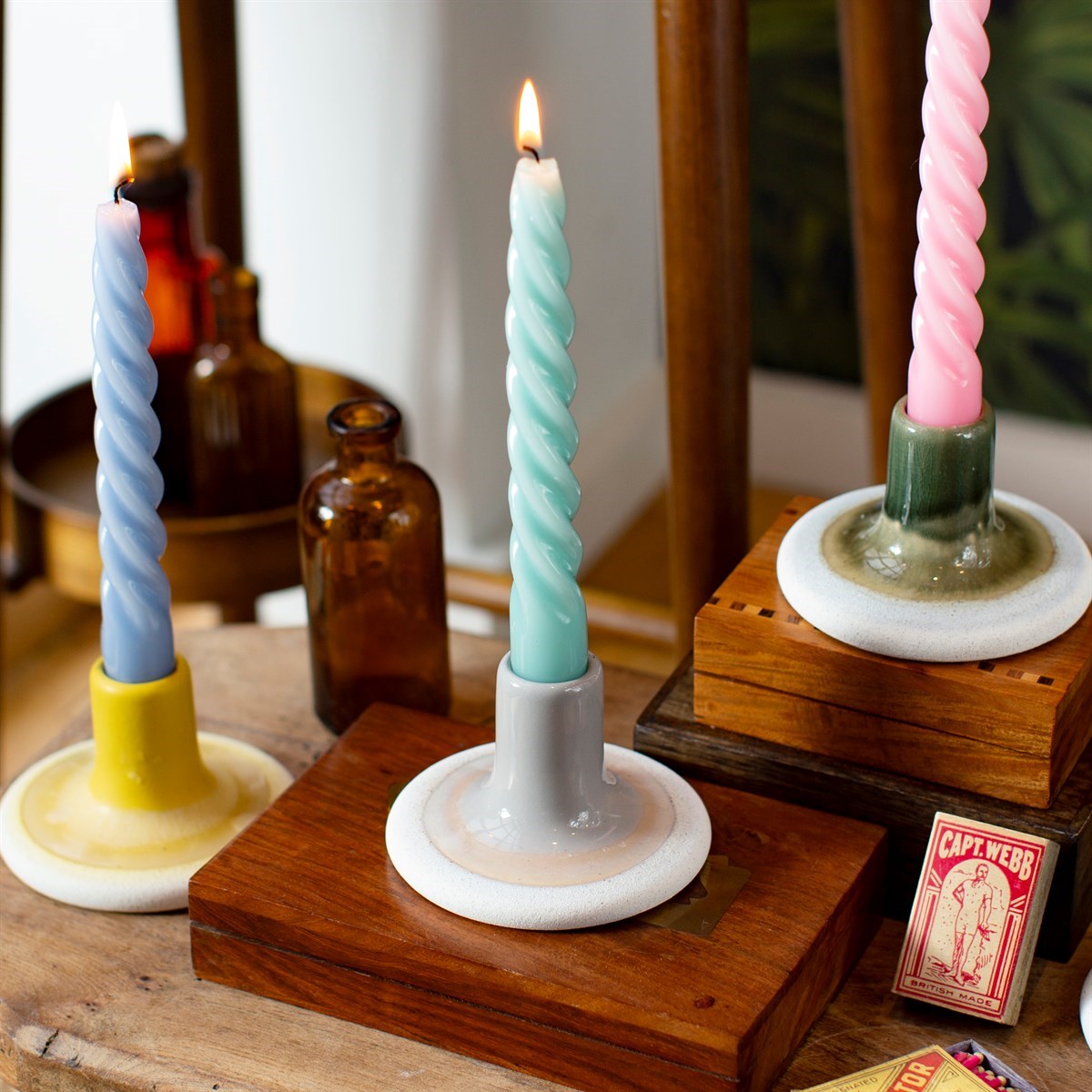 Sass And Belle Mojave Glaze Grey Candle Holder Rustic Finish